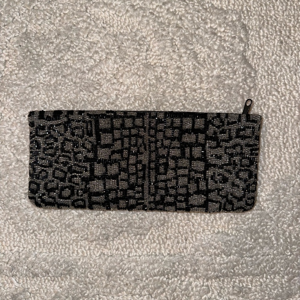 Neiman Marcus Black and White Beaded Clutch